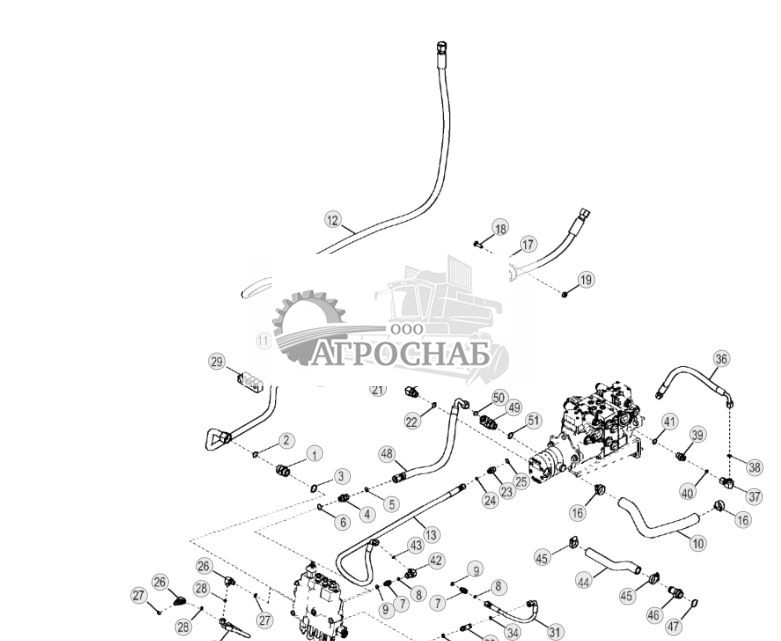 Трубопроводы главной гидросистемы (ЭГ управление, без байпасной линии) (двухскоростная) - ST254209 185.jpg